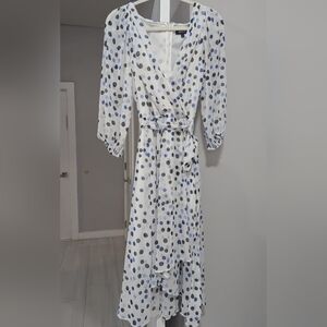 Dkny Polka Dot Wrap High-low Dress